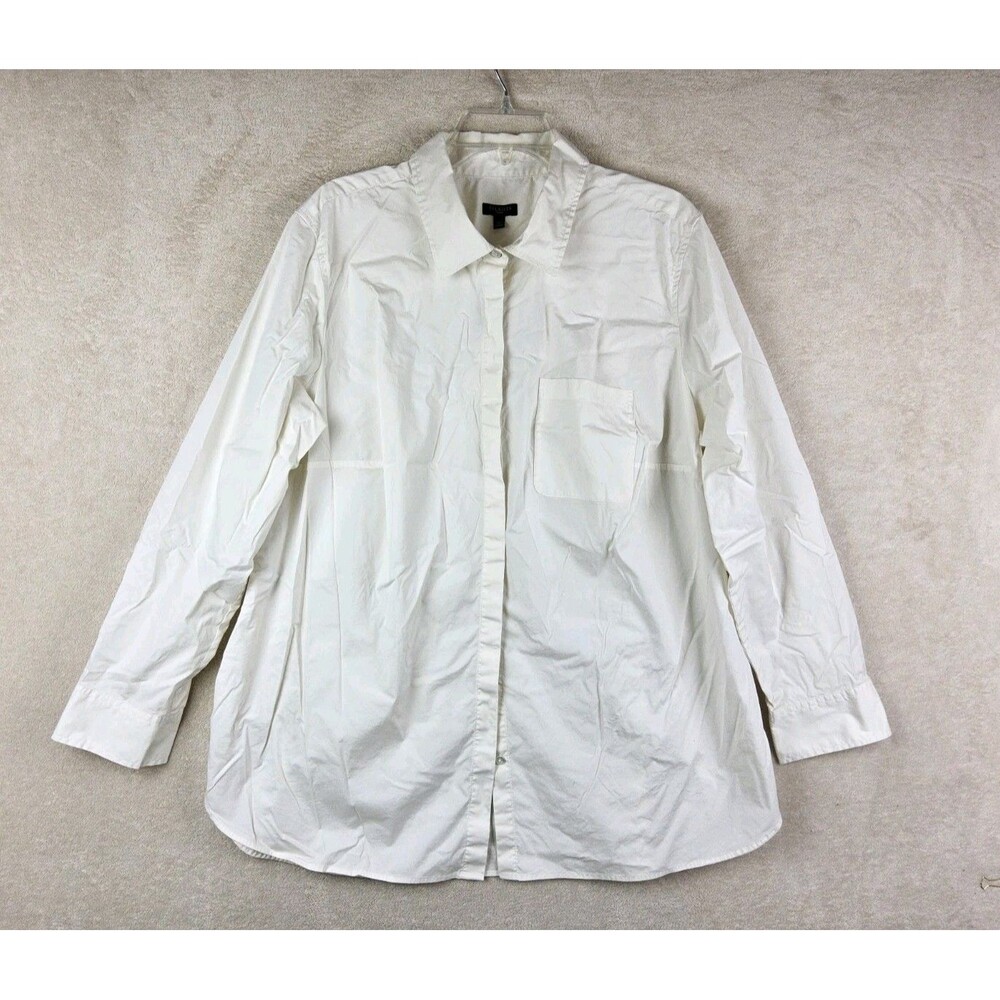 Talbots Women's Long Sleeve Button Front White Shirt Plus Size 2X